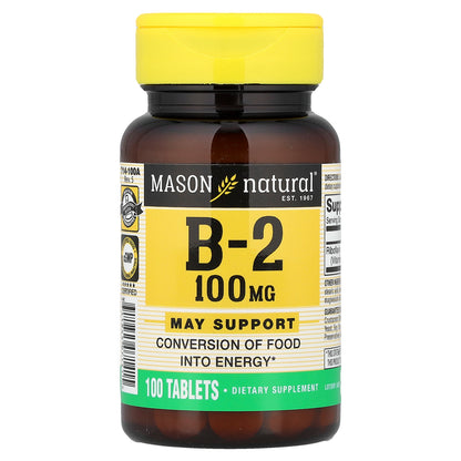 Mason Natural, Vitamin B-2, 100 mg , 100 Tablets