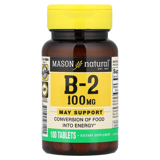 Mason Natural, Vitamin B-2, 100 mg , 100 Tablets