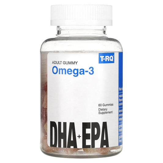 T-RQ, Adult Gummy Omega-3, DHA + EPA, Lemon, Orange, Strawberry, 60 Gummies