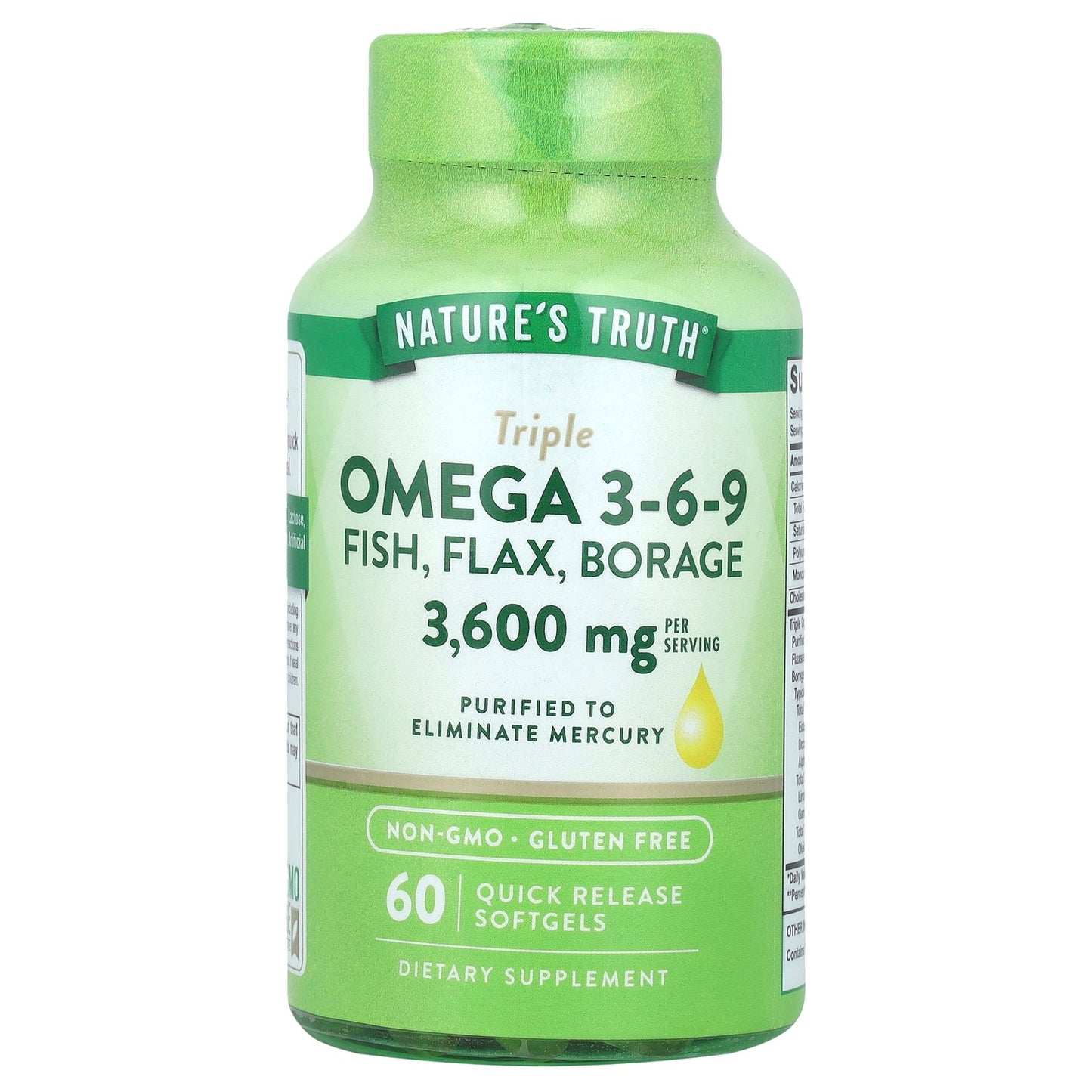 Nature's Truth, Triple Omega 3-6-9, Fish, Flax, Borage, 60 Quick Release Softgels