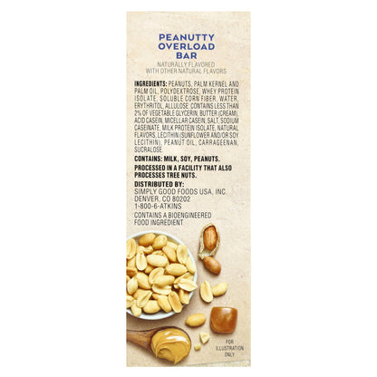 Atkins, Snack, Peanutty Overload Bar, 5 Bars, 1.48 oz (42 g) Each