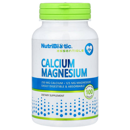 NutriBiotic, Essentials, Calcium Magnesium, 100 Gluten Free Capsules