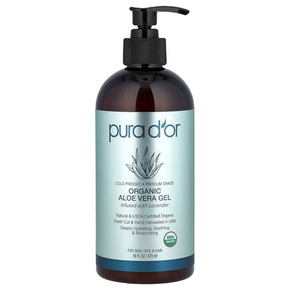 Pura D'or, Organic Aloe Vera Gel, Infused With Lavender, 16 fl oz (473 ml)