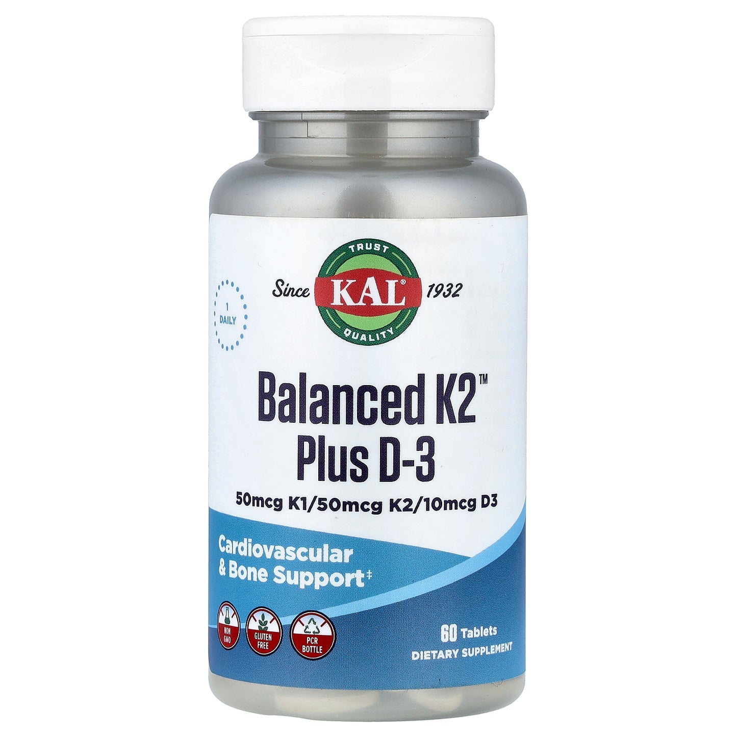 KAL, Balanced K2™ Plus D-3, 60 Tablets