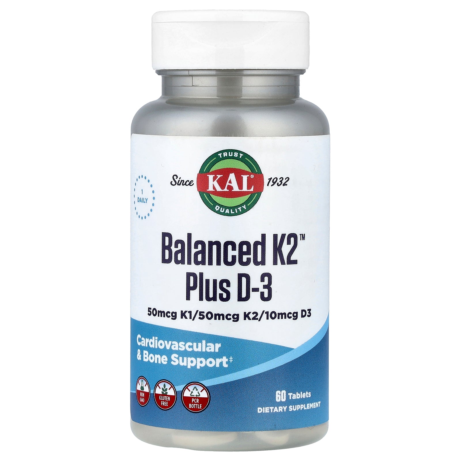 KAL, Balanced K2™ Plus D-3, 60 Tablets