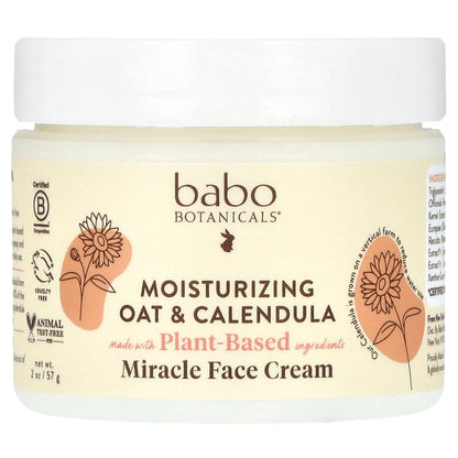Babo Botanicals, Moisturizing Miracle Face Cream, Oat & Calendula, 2 oz (57 g)