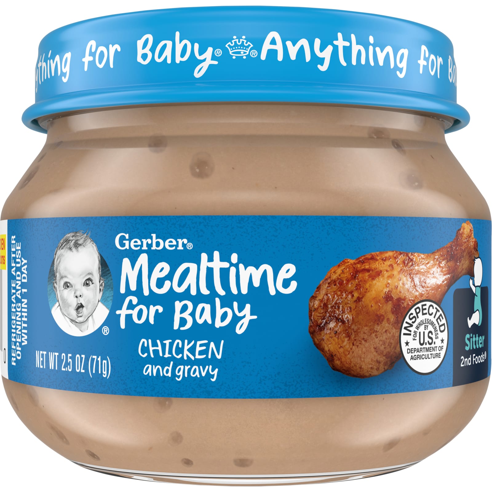 Gerber, Mealtime for Baby, 2nd Foods®, Chicken & Gravy, 2.5 oz (71 g)