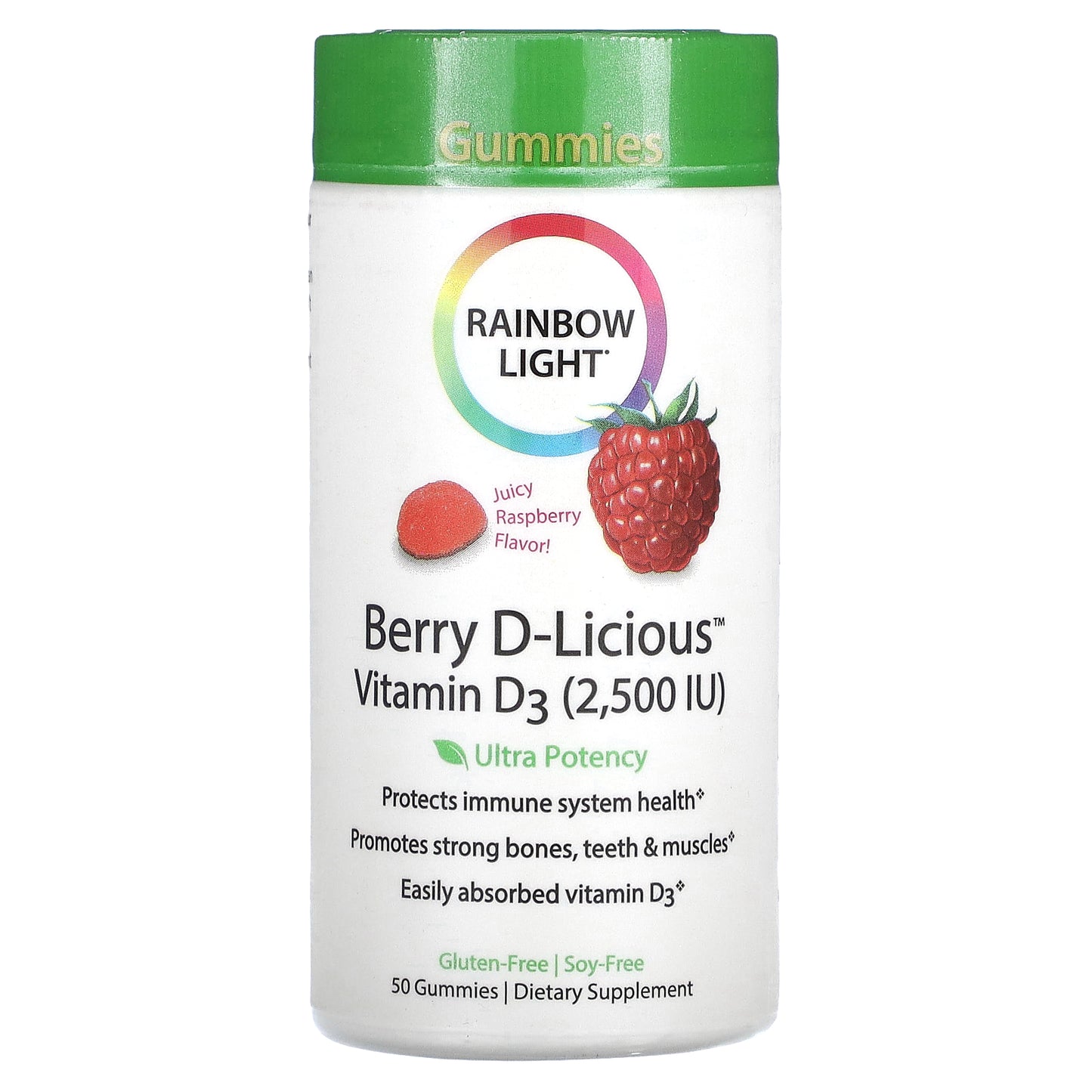 Rainbow Light, Berry D-Licious, Vitamin D3, Juicy Raspberry , 2,500 IU, 50 Gummies