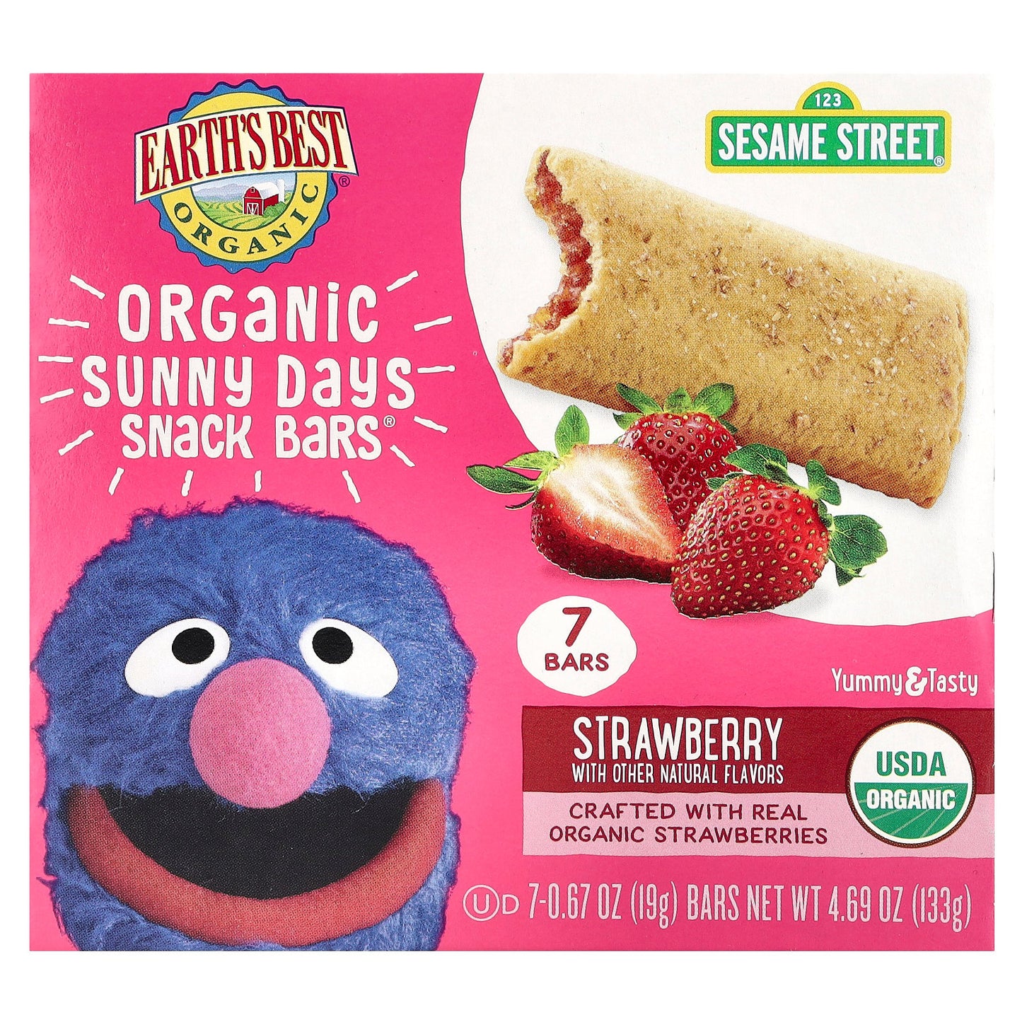 Earth's Best, Organic Sunny Days Snack Bars®, For Ages 2 Years and Up, Strawberry, 7 Bars, 0.67 oz (19 g) Each