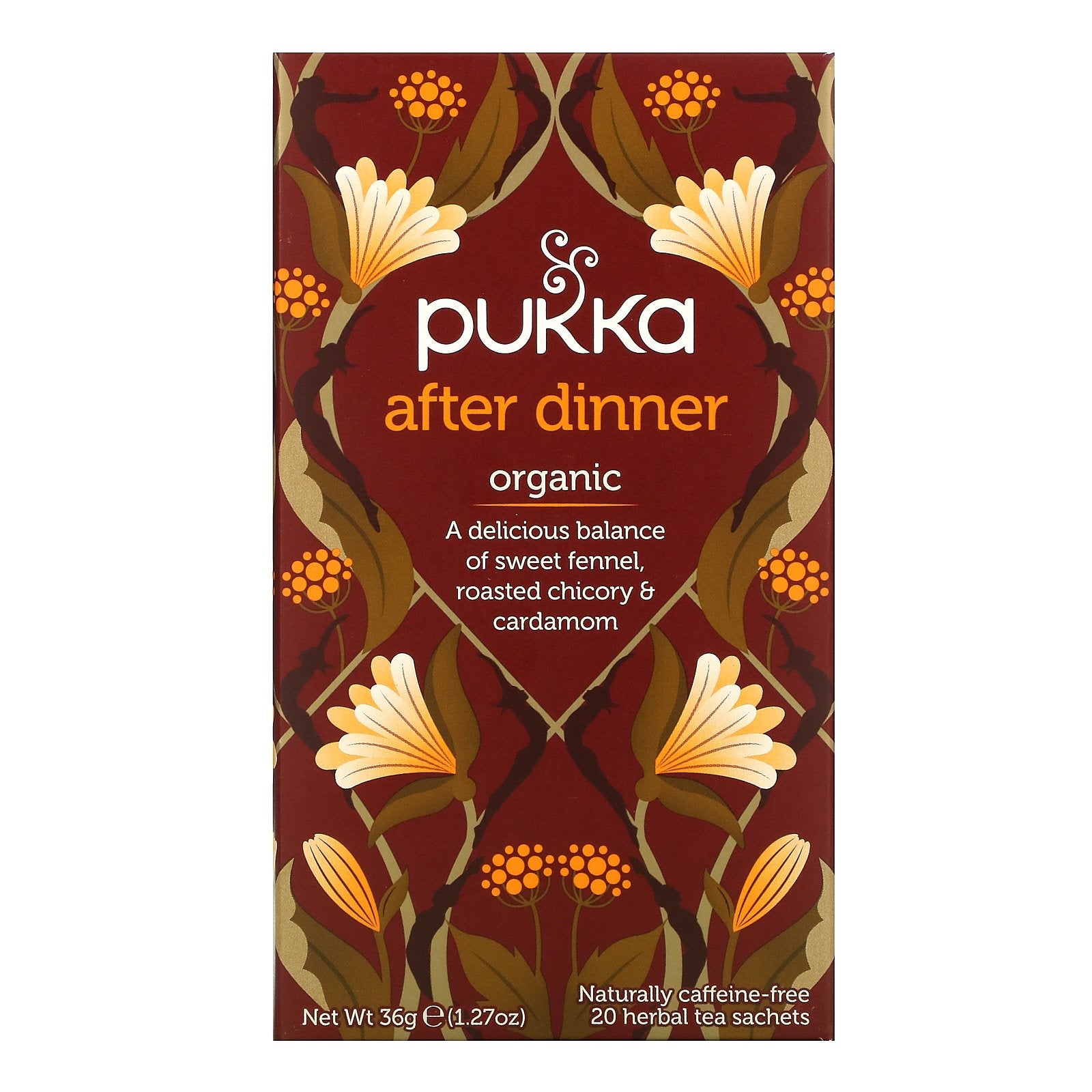 Pukka Herbs, Organic Herbal Tea, After Dinner, Caffeine Free, 20 Sachets, 1.27 oz (36 g)