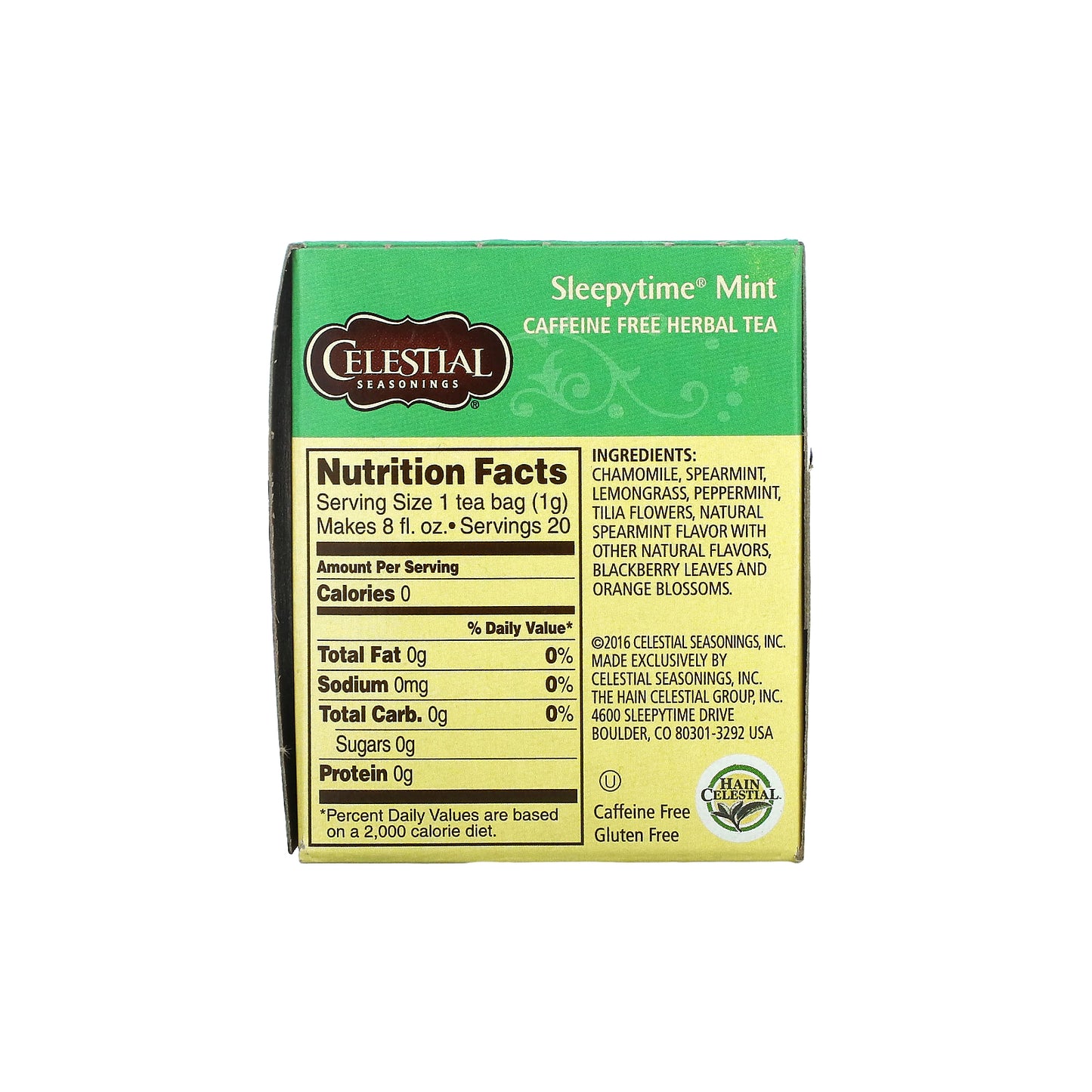 Celestial Seasonings, Herbal Tea, Sleepytime Mint, Caffeine Free, 20 Tea Bags, 1 oz (29 g)