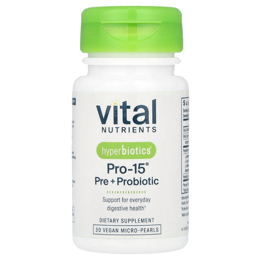 Vital Nutrients, Hyperbiotics®, Pro-15®, Pre + Probiotic, 30 Vegan Micro-Pearls