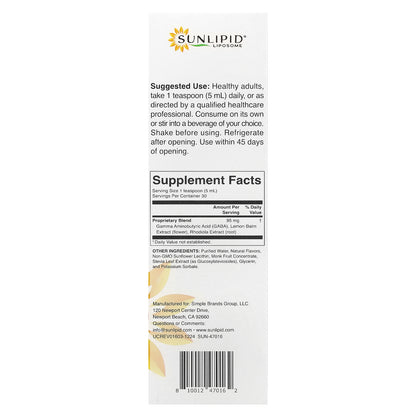 SunLipid, Liposomal GABA + Rhodiola, 5.07 fl oz (150 ml)