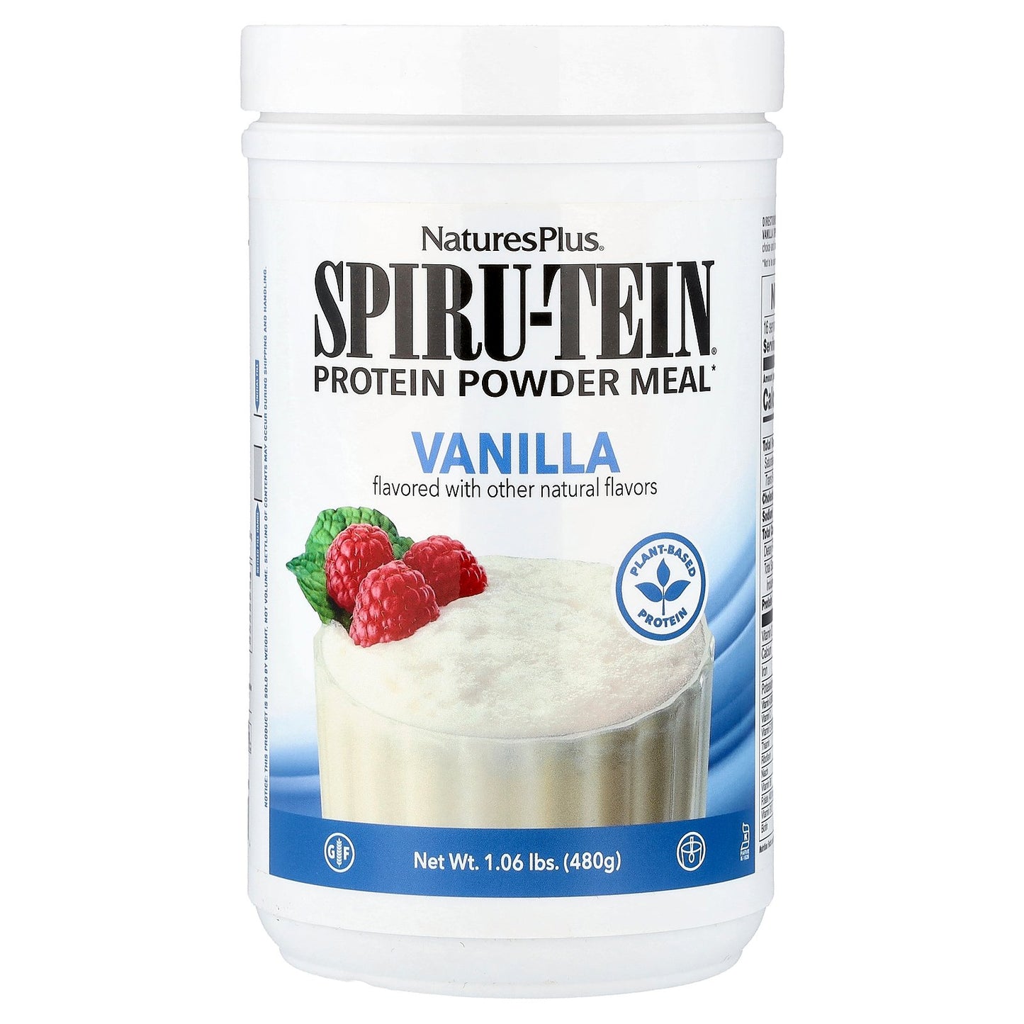 NaturesPlus, Spiru-Tein®, Protein Powder Meal, Vanilla, 1.06 lbs (480 g)