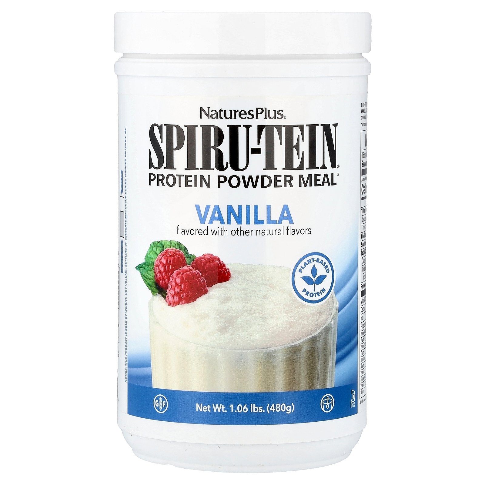 NaturesPlus, Spiru-Tein®, Protein Powder Meal, Vanilla, 1.06 lbs (480 g)