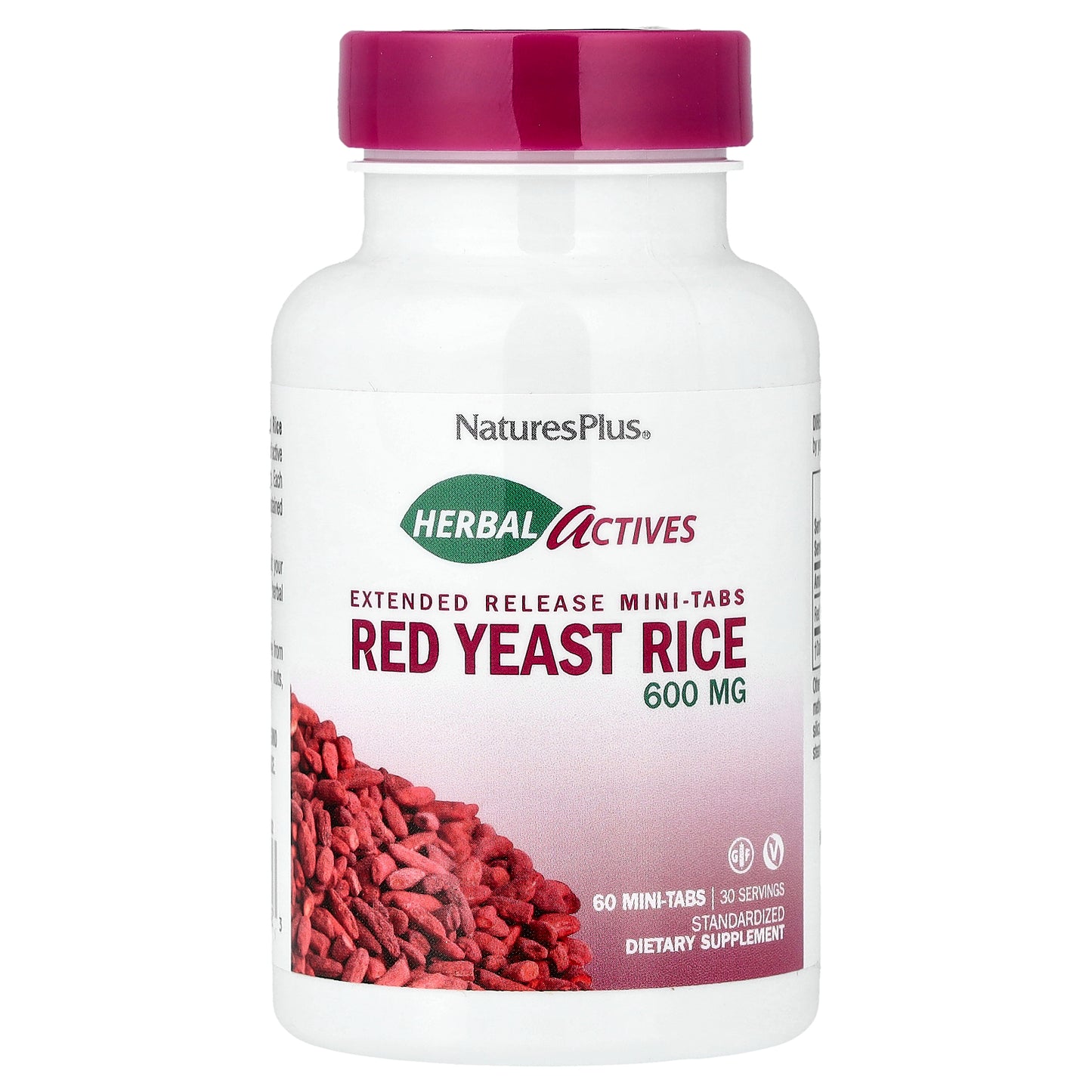 NaturesPlus, Herbal Actives, Red Yeast Rice, 60 Mini-Tabs (300 mg per Tab)