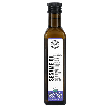 Pure Indian Foods, Organic Cold Pressed Virgin Sesame Oil, 250 ml