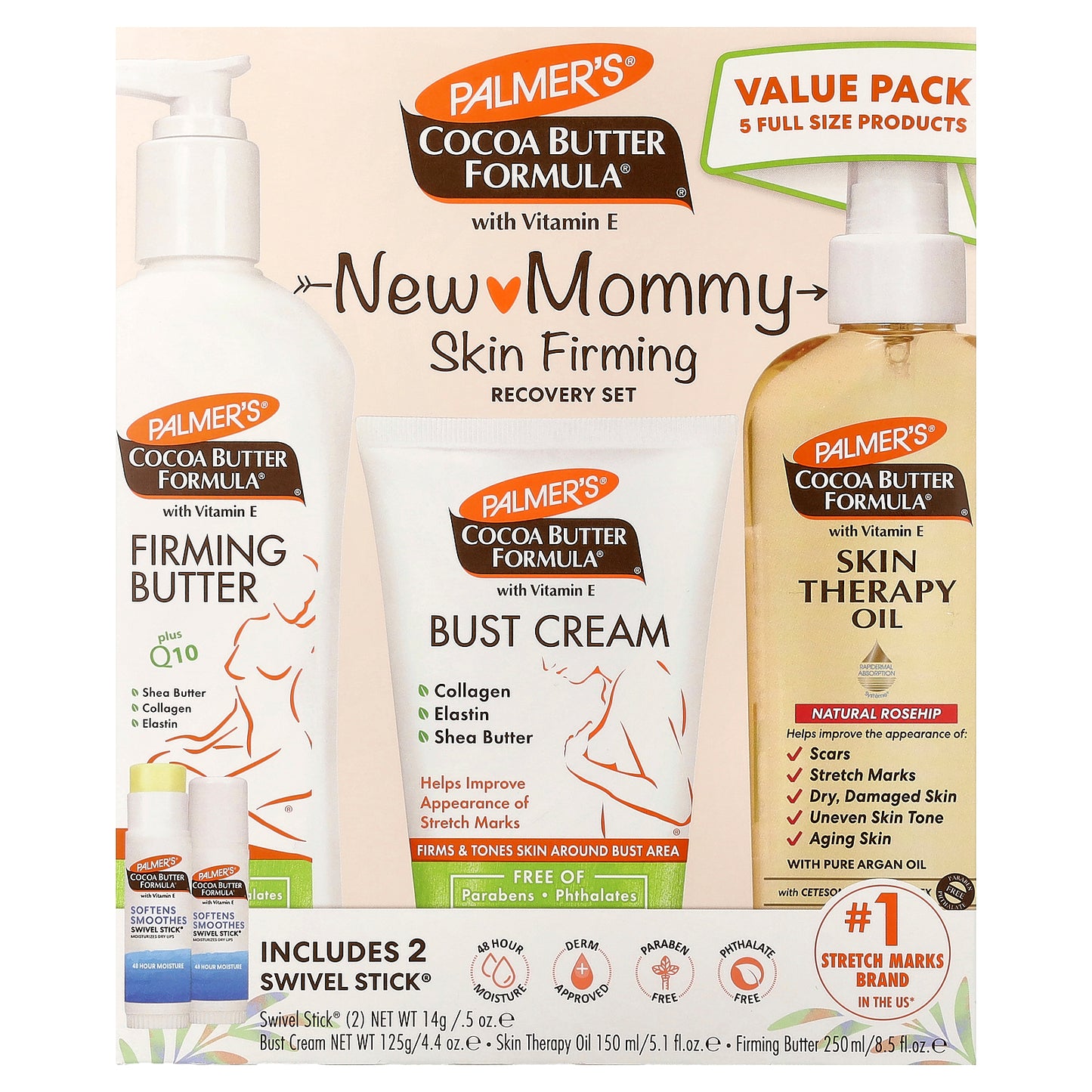 Palmer's, New Mommy Skin Firming Recovery Set, 5 Piece Set