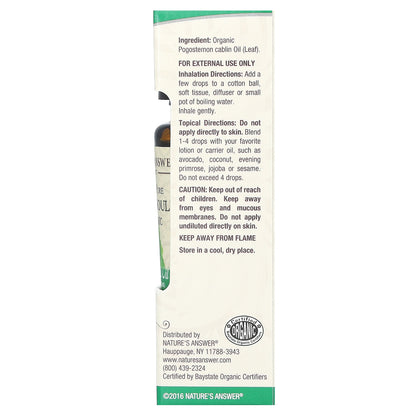 Nature's Answer, 100% Pure Organic Essential Oil, Patchouli, 0.5 fl oz (15 ml)