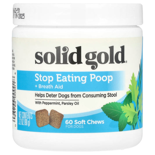 Solid Gold, Stop Eating Poop + Breath Aid, For Dogs , 60 Soft Chews, 3.2 oz (90 g)
