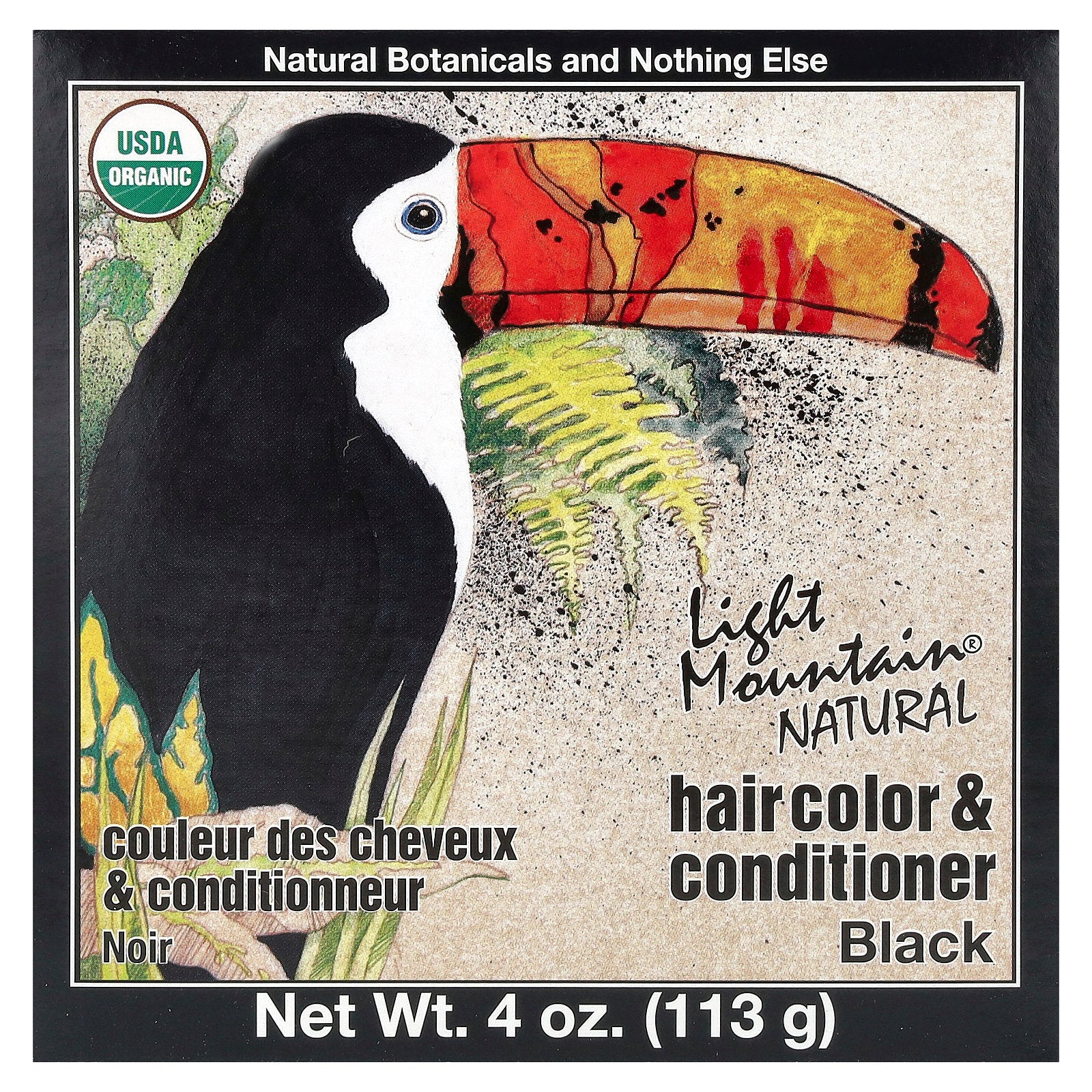 Light Mountain, Natural Hair Color & Conditioner, Black, 4 oz (113 g)