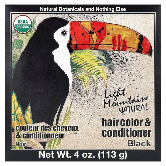 Light Mountain, Natural Hair Color & Conditioner, Black, 4 oz (113 g)