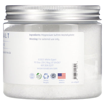 White Egret Personal Care, Epsom Salt, Unscented, 16 oz (454 g)