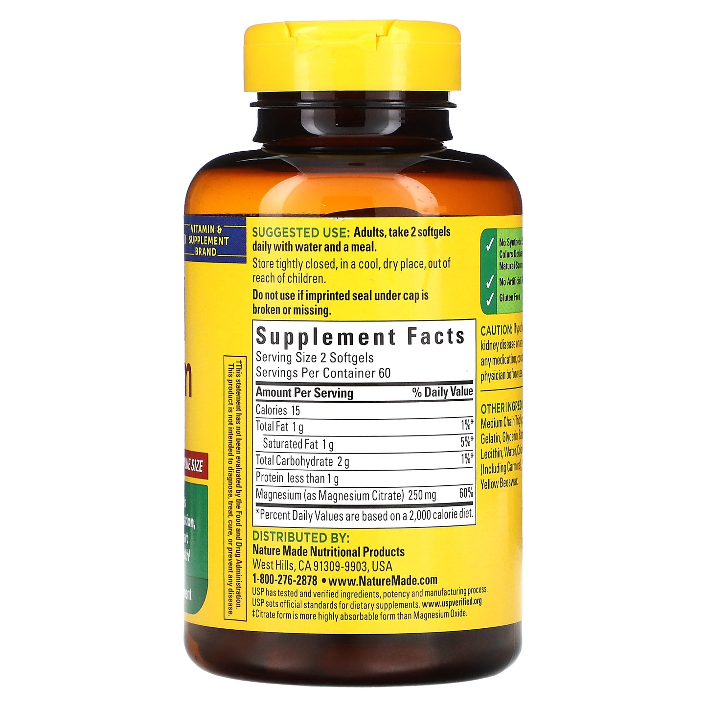 Nature Made, Magnesium Citrate, 250 mg, 120 Softgels (125 mg per Softgel)