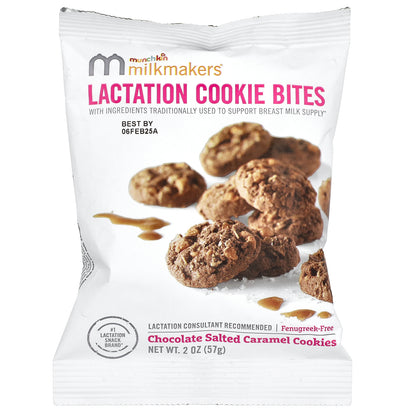 Munchkin, Milkmakers®, Lactation Cookie Bites, Chocolate Salted Caramel Cookies , 10 Bags, 2 oz (57 g) Each