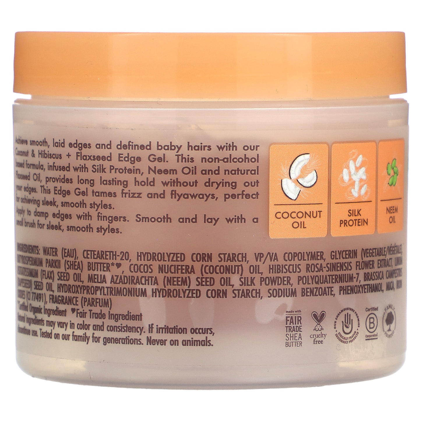 SheaMoisture, Edge Gel, Coconut & Hibiscus + Flaxseed, 3.5 oz (99 g)