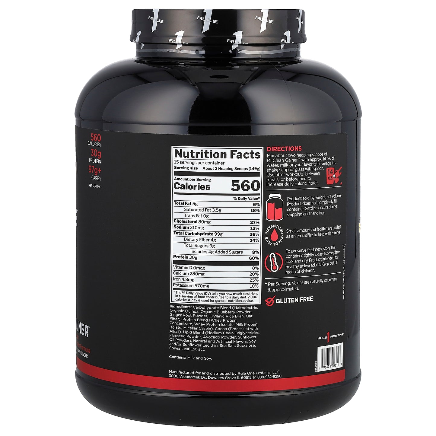 Rule One Proteins, Clean Gainer™, Chocolate Fudge, 4.93 lb (2.24 kg)