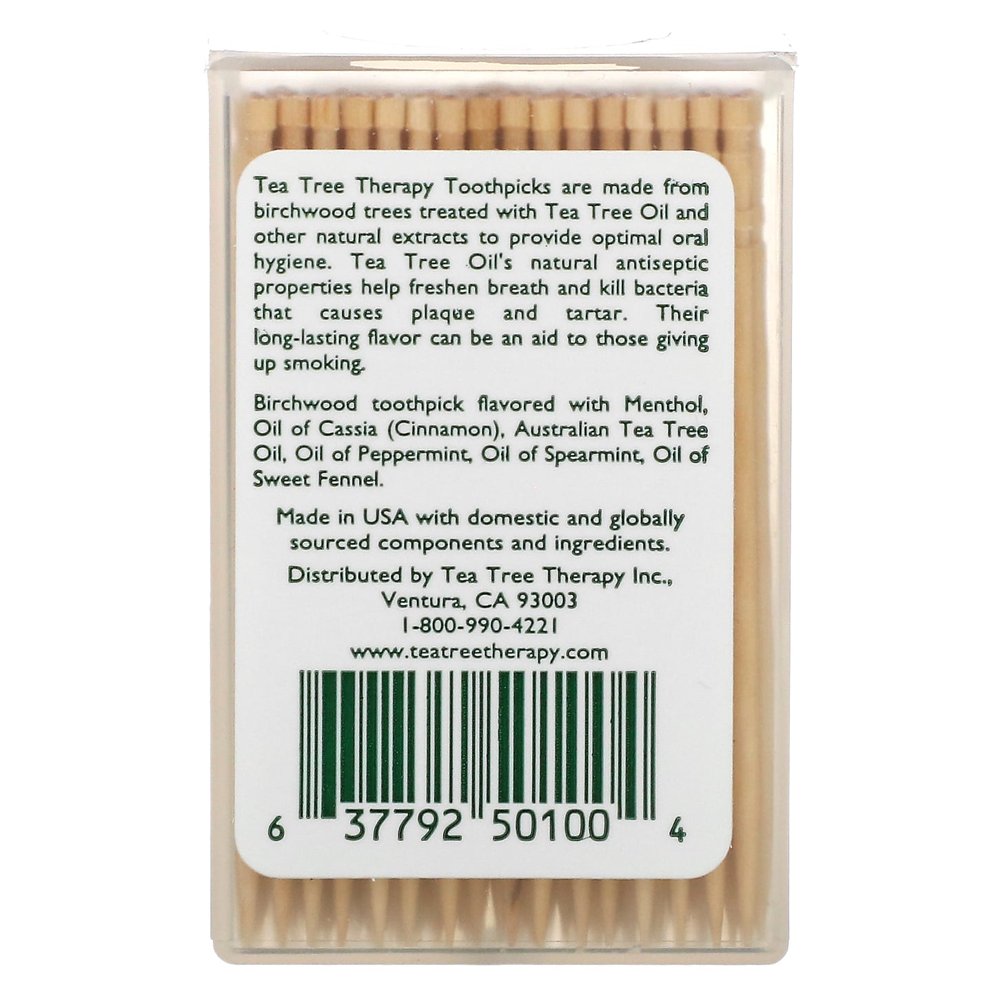 Tea Tree Therapy, Toothpicks, Mint, 100 Count