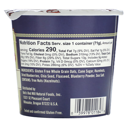 Bob's Red Mill, Oatmeal Cup, Blueberry and Hazelnut, 2.5 oz (71 g)