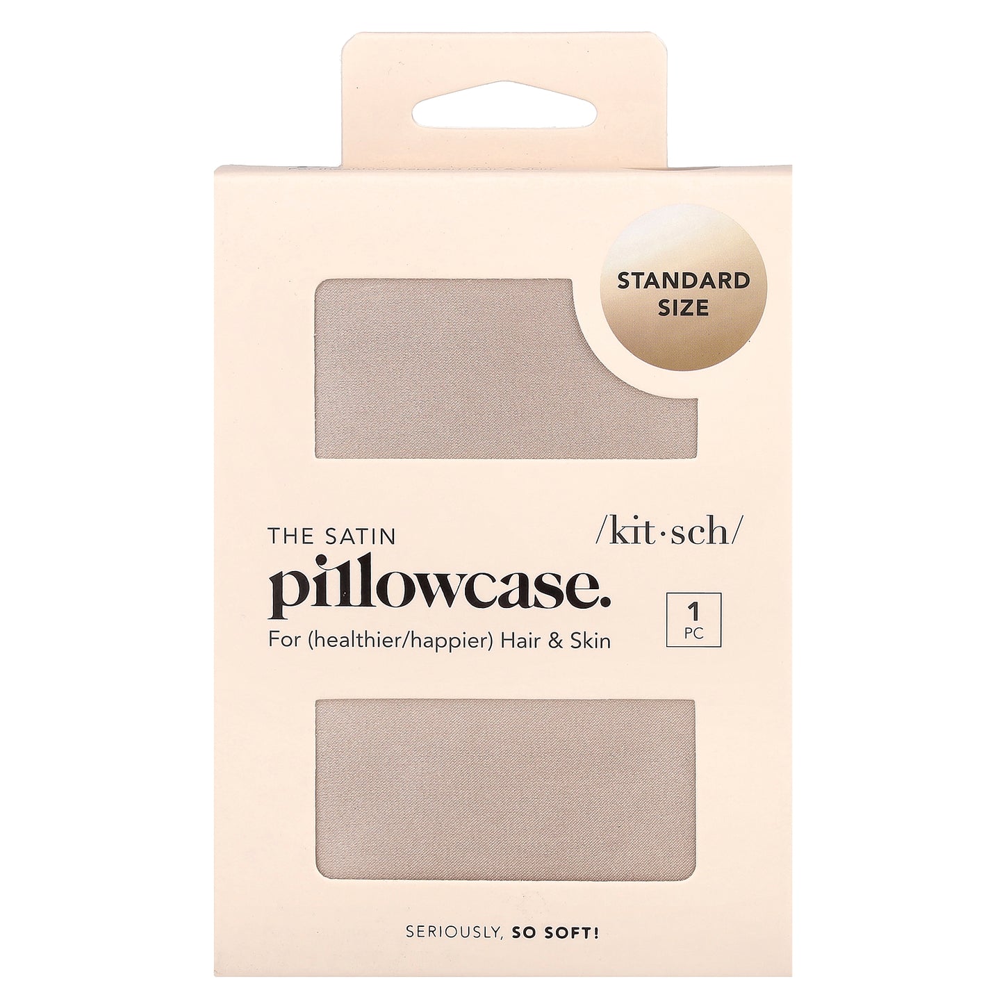 Kitsch, The Satin Pillowcase, Standard Size, Champagne, 1 Pillowcase