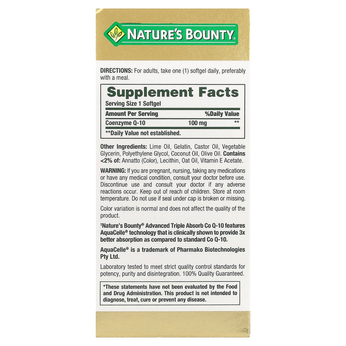 Nature's Bounty, Advanced Triple Absorb CoQ-10, 90 Rapid Release Softgels (100 mg per Softgel)
