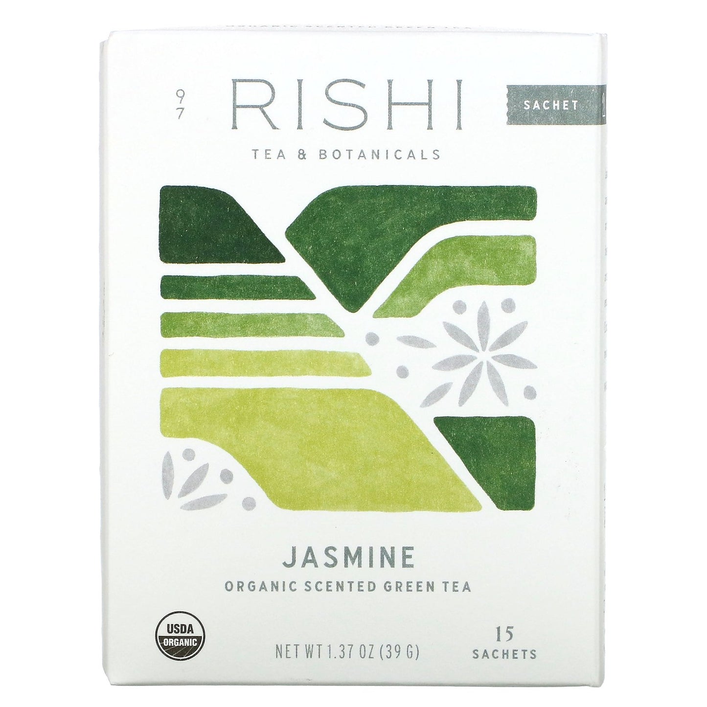 Rishi Tea, Organic Scented Green Tea, Jasmine, 15 Sachets, 1.37 oz (39 g)