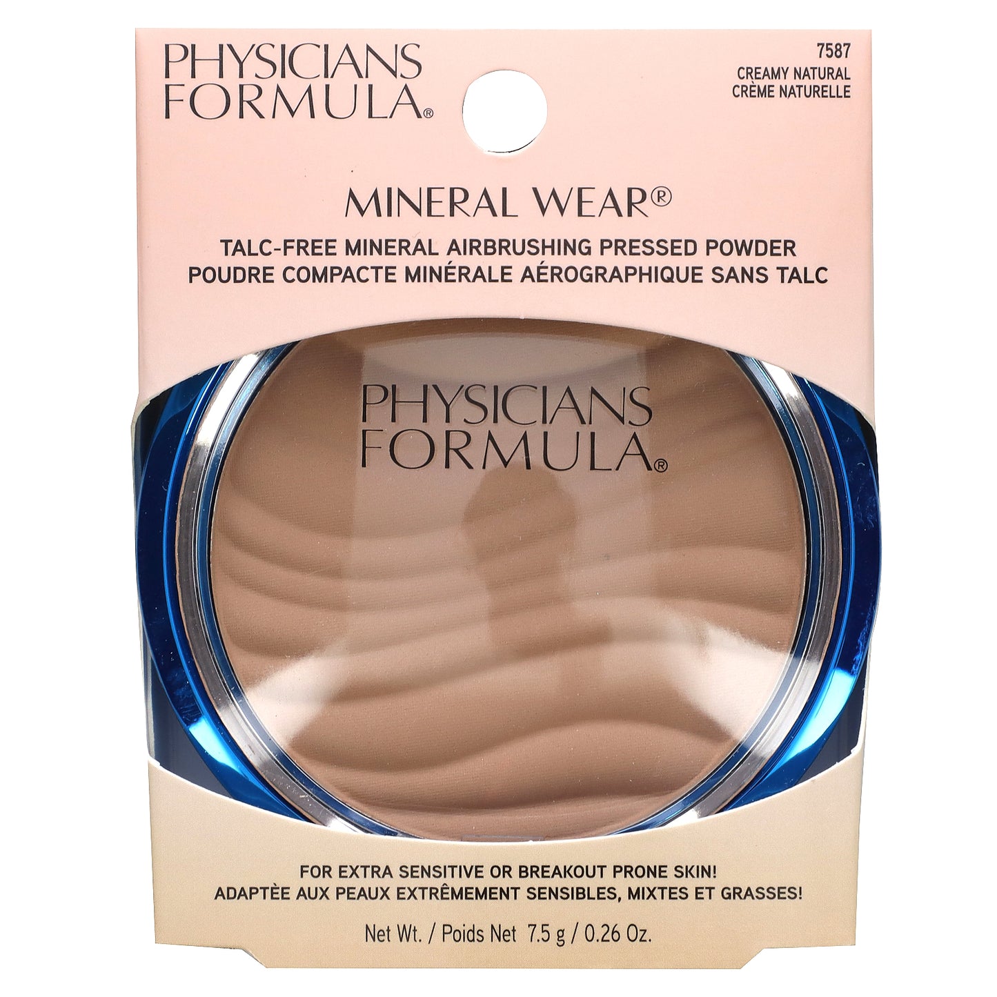 Physicians Formula, Mineral Wear, Talc-Free Mineral Airbrushing Pressed Powder, 7587 Creamy Natural, 0.26 oz (7.5 g)