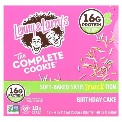 Lenny & Larry's, The Complete Cookie®, Birthday Cake, 12 Cookies, 4 oz (113 g) Each