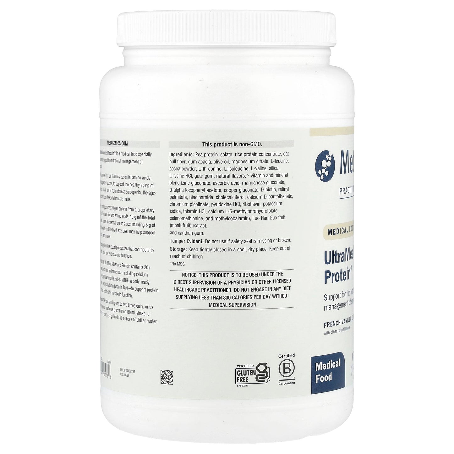 Metagenics, Medical Food, UltraMeal Advanced Protein®, French Vanilla, 1 lb 4.74 oz (588 g)