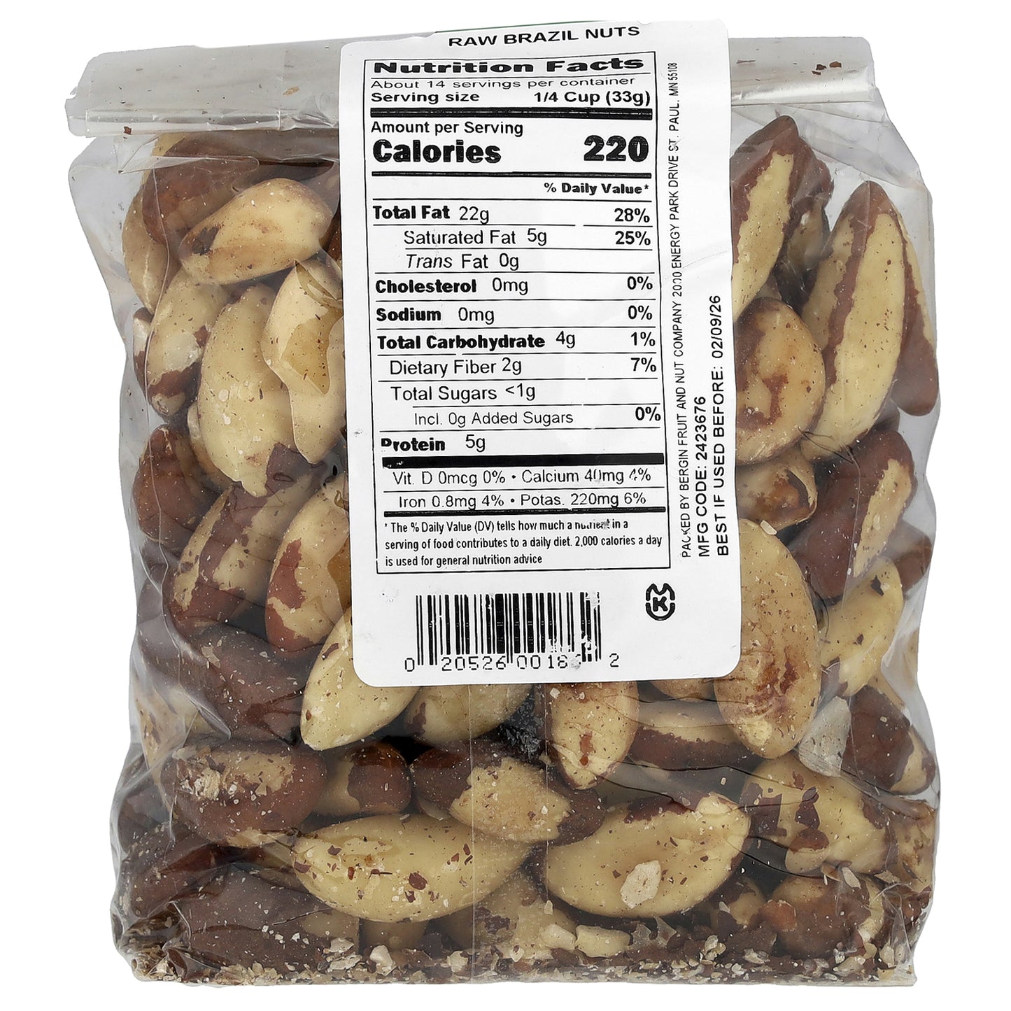 Bergin Fruit and Nut Company, Raw Brazil Nuts, 16 oz (454 g)