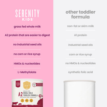 Serenity Kids, A2, Grass Fed Whole Milk Toddler Formula, For Tots 12-36 Months, 21 oz (595 g)