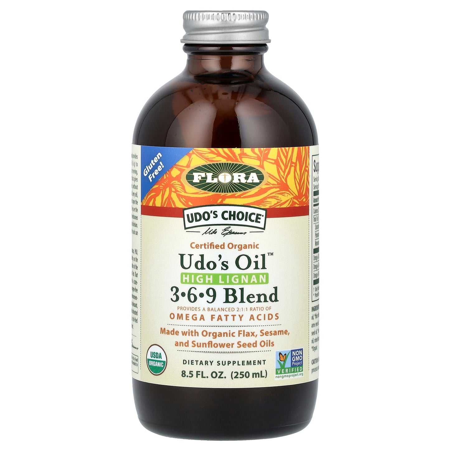 Flora, Udo's Choice, Organic Udo's Oil 3-6-9 Blend, High Lignan, 8.5 fl oz (250 ml)