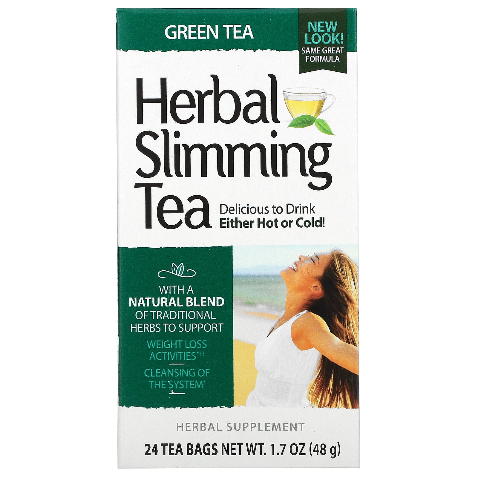 21st Century, Herbal Slimming Tea, Green Tea, 24 Tea Bags, 1.7 oz (48 g)