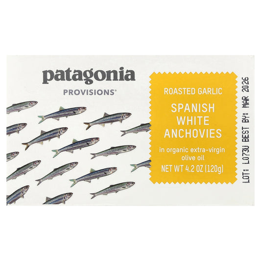 Patagonia Provisions, Roasted Garlic Spanish White Anchovies In Organic Extra-Virgin Olive Oil, 4.2 oz (120 g)