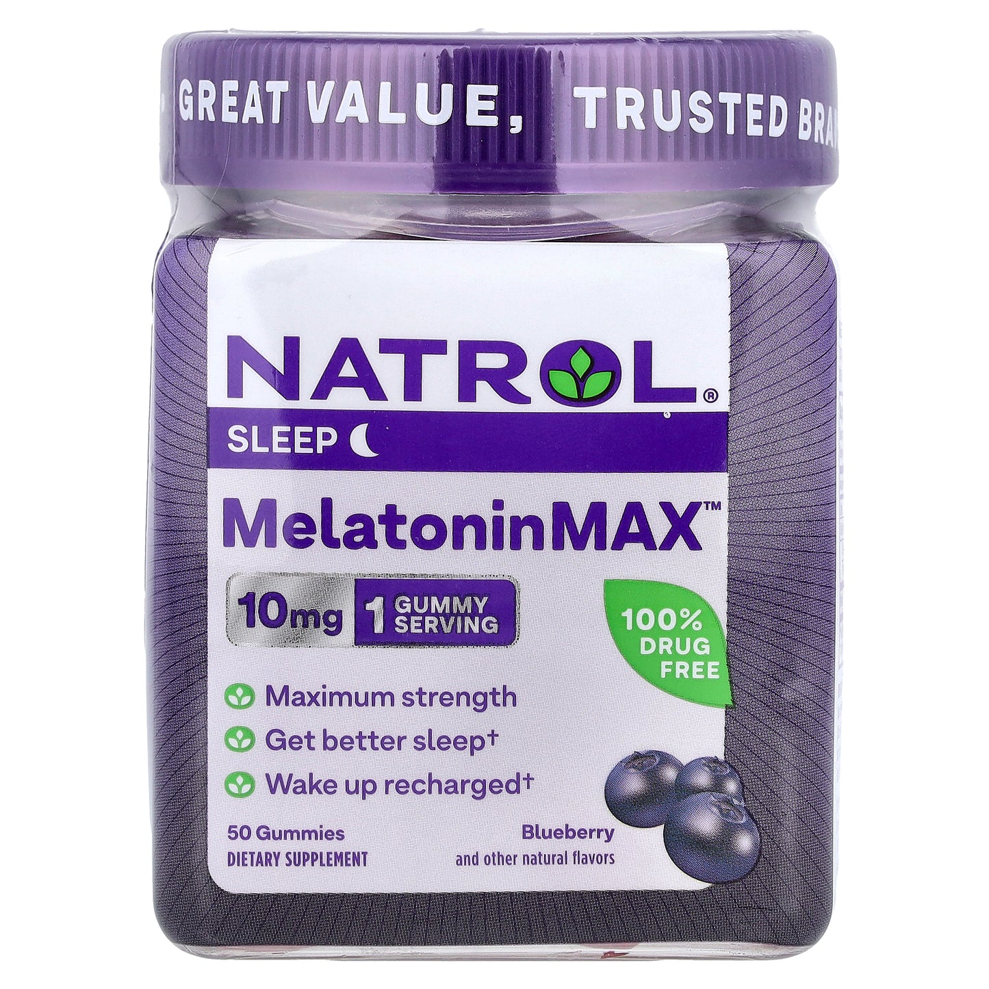 Natrol, MelatoninMax™, Blueberry, 10 mg, 50 Gummies