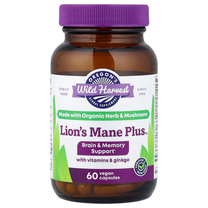 Oregon's Wild Harvest, Lion's Mane Plus™, 60 Vegan Capsules