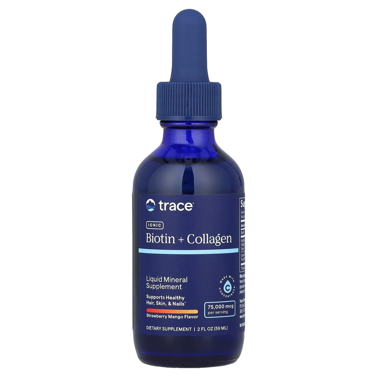 Trace, Ionic Biotin + Collagen, Strawberry Mango, 75,000 mcg, 2 fl oz (59 ml)