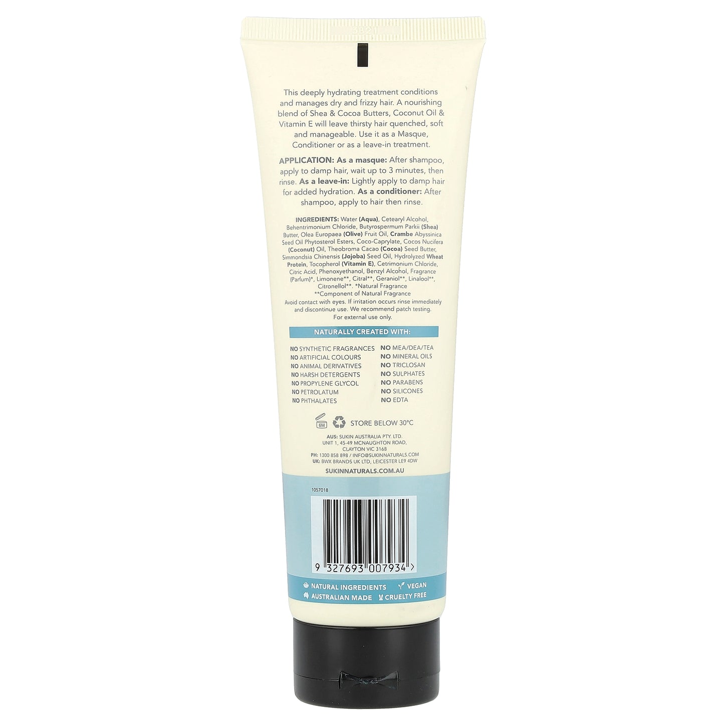 Sukin, Haircare, Hydrating Replenishing Hair Masque, Dry Hair Types, 6.76 fl oz (200 ml)