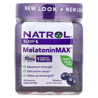 Natrol, MelatoninMax™, Blueberry, 10 mg, 80 Gummies