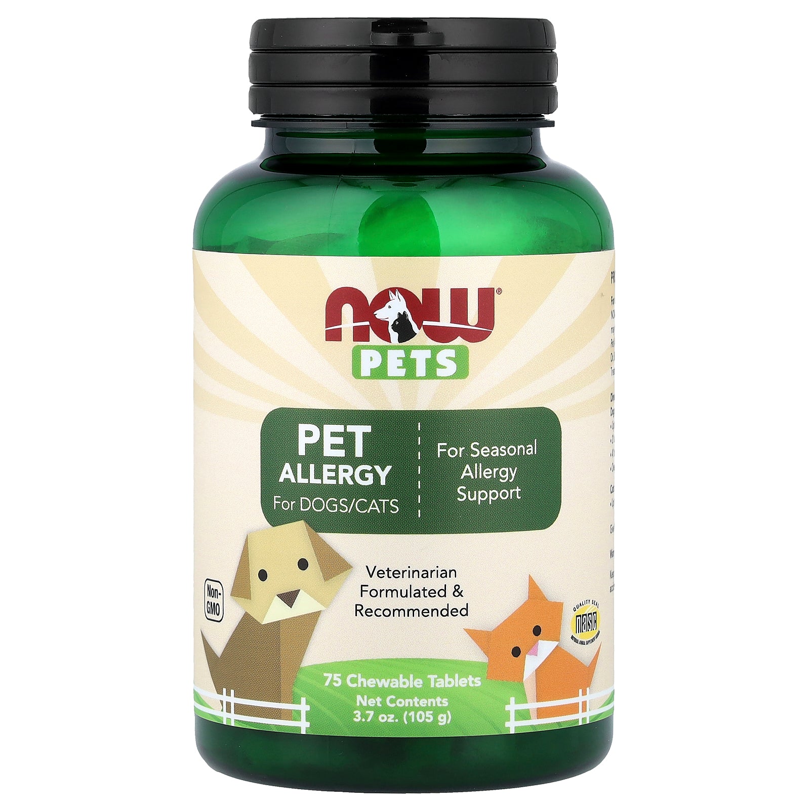 NOW Foods, Pets, Pet Allergy for Dogs/Cats, 75 Chewable Tablets